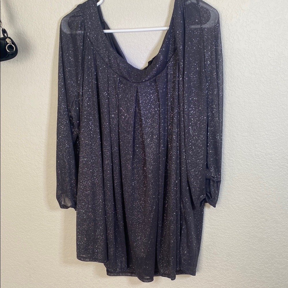 Sparkling blach Sheer Blouses
